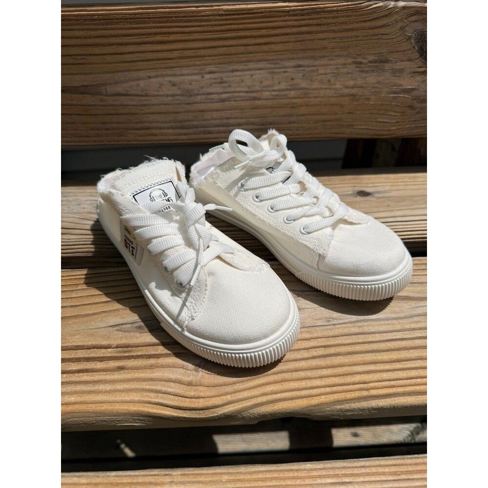 Women Canvas Slip on Sneakers Denim Casual Shoes Lace Up Beach Shoes Summer 38 - Picture 9 of 9